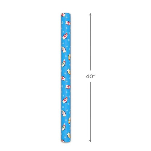 Hallmark Wrapping Paper Christmas Winter Playful Penguins 90 sq ft Jumbo Roll - Picture 4 of 5